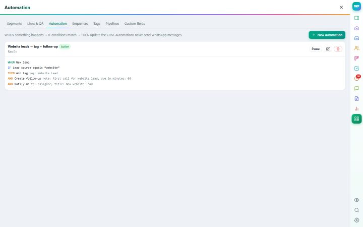 Automation & links screenshot