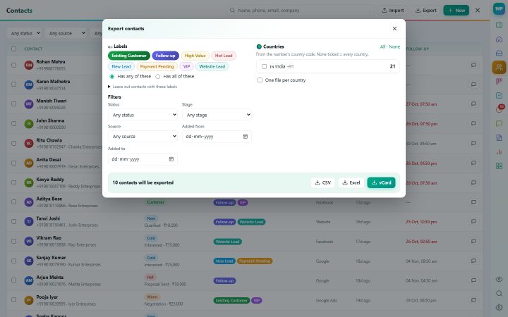 Export & import screenshot