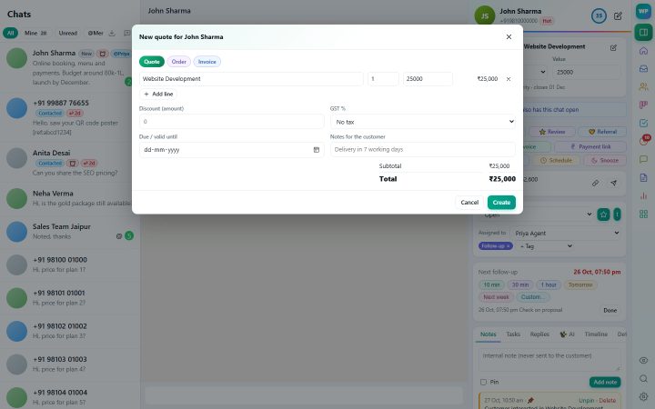 Quotes, invoices & payments screenshot